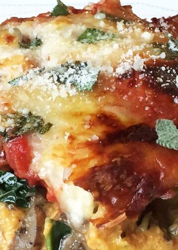 Pumpkin Kale Ravioli Lasagna Recipe- easy creamy and cheesy way to eat pumpkin for dinner. This is the ultimate dinner with ravioli as the pasta, pumpkin, veggies, and lots of cheese. www.ChopHappy.com