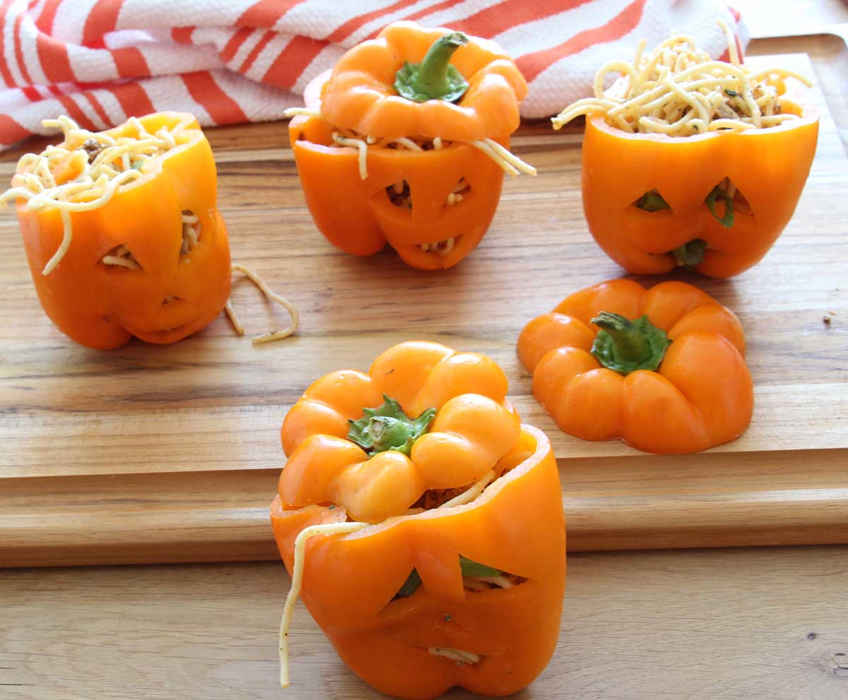 Jack o' Lantern Stuffed Peppers