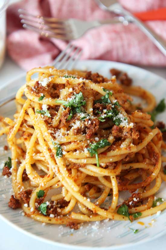 5 Ingredient Chorizo Carbonara Pasta Recipe. This is a quick weeknight meal or date night #pastadinner. Happy Cooking! #carbonara #pasta #recipe