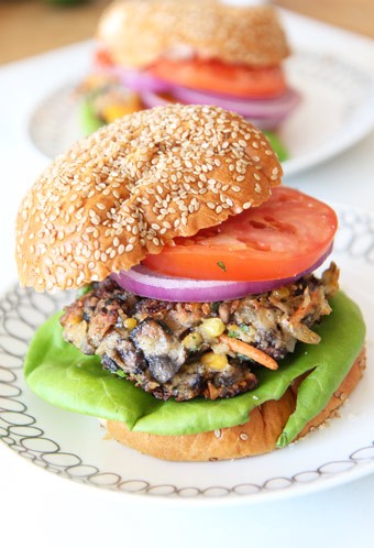 Veggie Burger Recipe. This will convert any meat eater to the veggie side. The beefy portobello, creamy crushed chick peas, and the zesty spices makes a perfect easy burger. Best part it takes 10 minutes to make. ChopHappy.com.