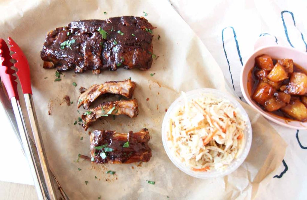 Slow Cooker Smokey BBQ Ribs Recipe. This is so easy and once the slow cooker timer goes off its ready to eat. ChopHappy.com