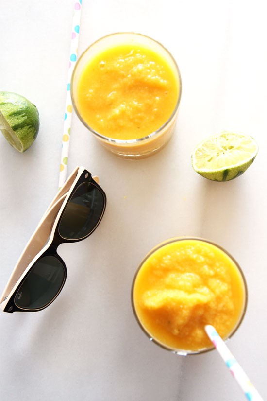 3 Ingredient Mango Wine Slushy Recipe. It is so easy there are only 3 ingredients. Easy cocktail recipe for busy people. www.ChopHappy.com