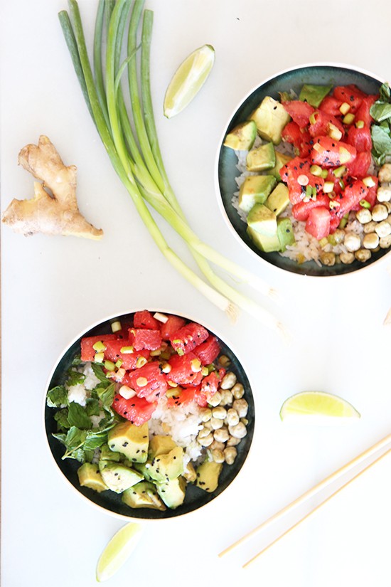 Watermelon Avocado Poke Recipe- Juicy, sweet, and a happy comfort food hug. I www.ChopHappy.com