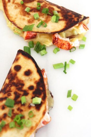 Lobster Quesadilla Recipe that is so juicy, cheesy, and decadent. This is a great recipe to impress someone you love. www.ChopHappy.com