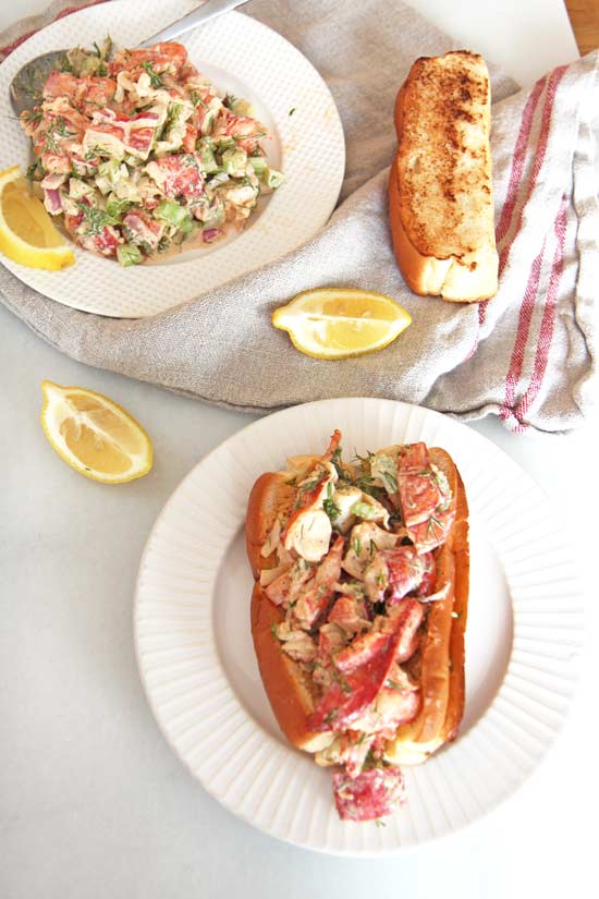 Hamptons Lobster Roll Recipe - that is sweet, tangy, and smokey yum. The pillowy crust hold easy 15 minute lobster salad. One bite and it is summer anytime. www.ChopHappy.com