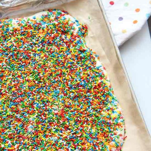 2 Ingredient Frozen Unicorn Bark - Recipe. This is so easy to make and is a refreshing #comfortfood dessert your whole family will love! Happy Cooking! www.ChopHappy.com