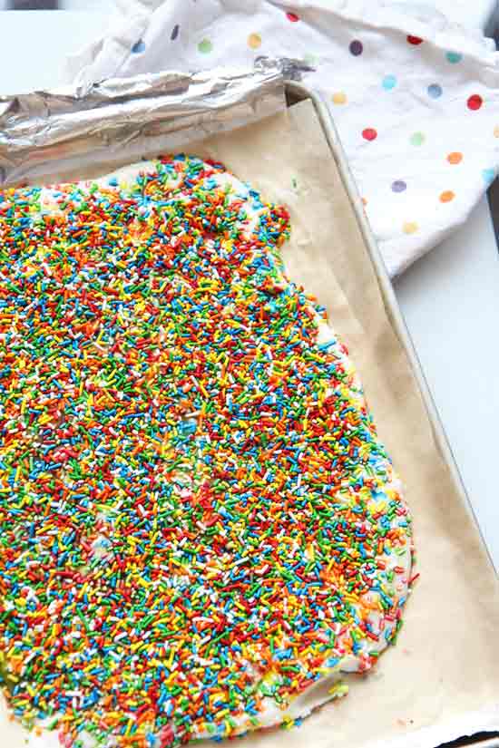 2 Ingredient Frozen Unicorn Bark - Recipe. This is so easy to make and is a refreshing #comfortfood dessert your whole family will love! Happy Cooking! www.ChopHappy.com