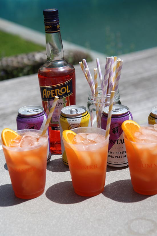 Beer Aperol Spritz Cocktail Recipe. When you sip close your eyes and you will be transported to Italy. This #SummerCocktail is the perfect easy recipe for any pool party, dinner party, or after work drink. Happy Cooking! www.ChopHappy.com