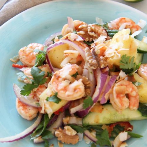 Asian Shrimp and Pineapple Salad Recipe. Easy make ahead easy. This recipe is easy #comfortfood