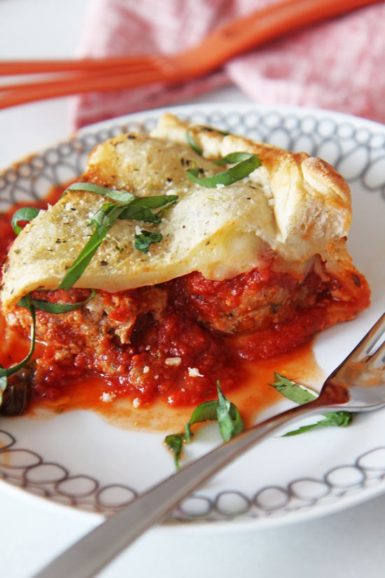 Meatball Pie Recipe. This is the ultimate #comfortfood and #weekday smile. www.ChopHappy.com #meatball