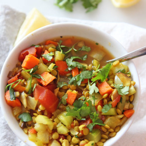 Slow Cooker Turmeric Ginger Lentil Soup - Chop Happy