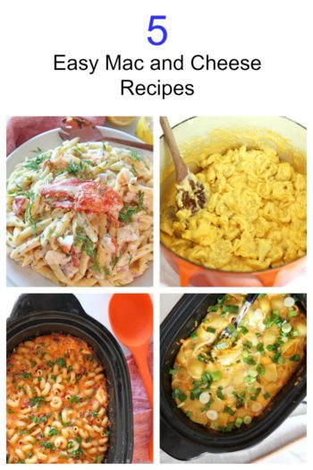 5 Easy Mac and Cheese Recipes. Easy no roux cheese sauses. The crock pot or one pot method makes this make ahead awesome! Happy Oasta party. www.ChopHappy.com #macandcheese #slowcookerrecipes
