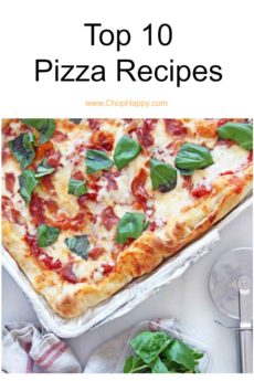 Top 10 Pizza Recipes. Here are the easiest recipes for a busy weeknight dinner. Simple ingredients, fast, and super carb happy. Happy Pizza Making! www.ChopHappy.com #pizza #bestpizzarecipes