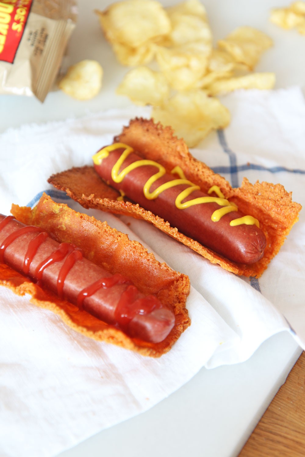 Cheese Hack: Gluten Free Hotdog Buns (keto recipe). This is crunchy cheesy and perfect taco or keto bun. Happy Cooking! www.ChopHappy.com #ketorecipe #glutenfreebun